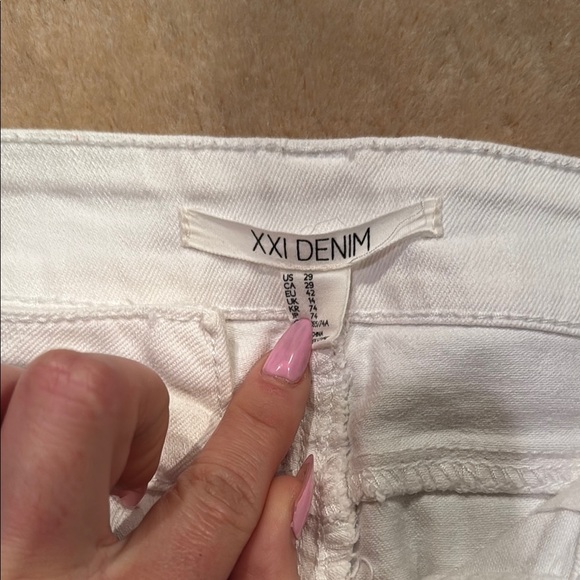Forever 21 White Distressed Jean Shorts - Picture 2 of 3
